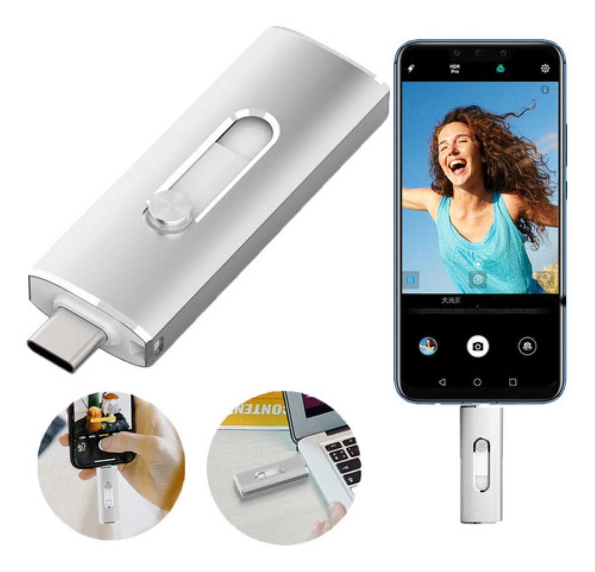 MEMORIA USB INTELIGENTE 3 EN 1 PARA CELULARES - 256 GB
